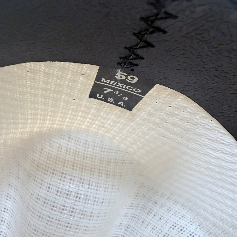 White Woven Cowboy Hat with Black Band - Picture 6 of 7